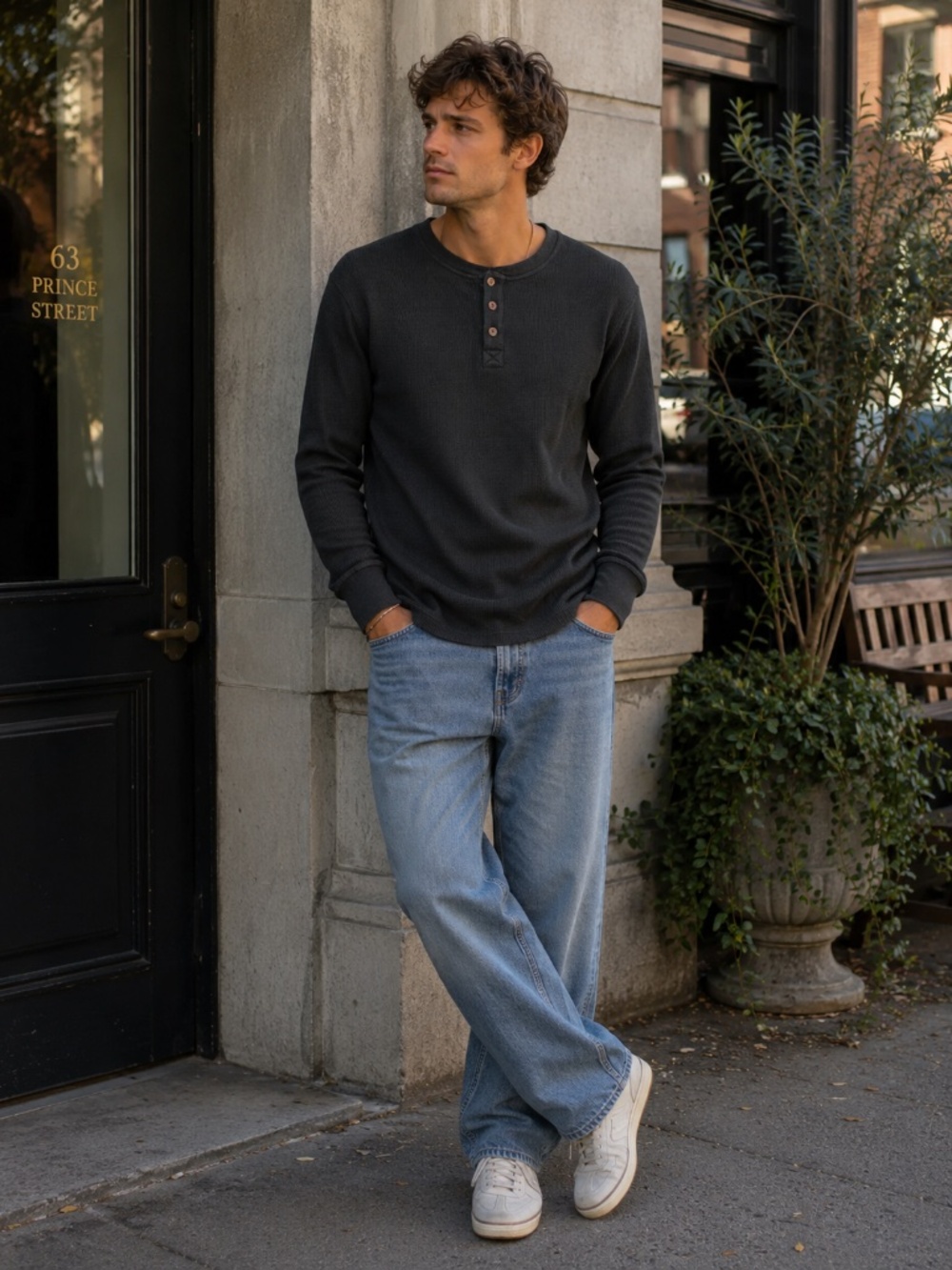 MONROW Long Sleeve Henley